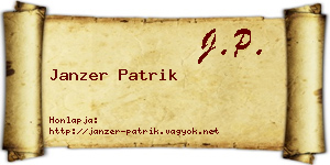 Janzer Patrik névjegykártya